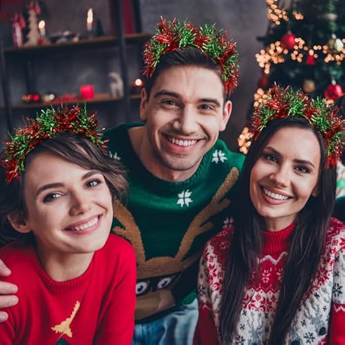 Hotop 6 Pcs Halloween Headband Pom Pom Fuzzy Costume Headband Christmas Hair Decoration Party Headwear for Women Men - Image 5